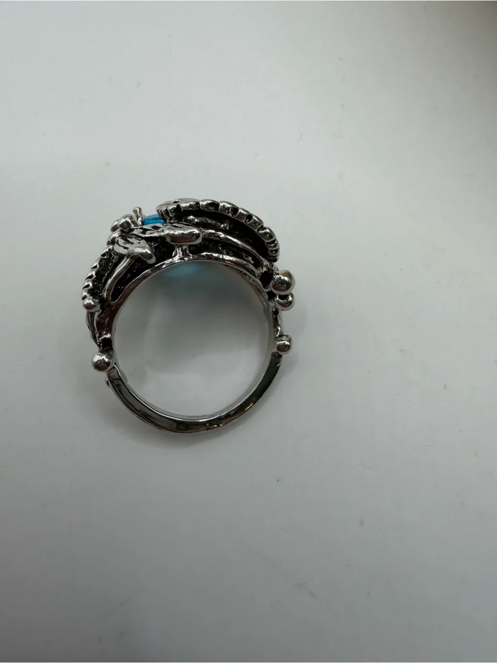 Jeweled DragonFly Ring Silver Band Blue Color Cubic Zirconia Insect Women’s 6